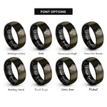 font options for inside engraving on gunmetal & black diamond topo lines rings