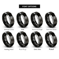 font options for inside engraving on black & gray diesel engine block rings