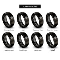 font options for inside engraving on black diesel engine block rings