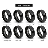 font options for inside engraving on black diesel mechanic silhouette rings