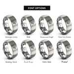 font options for inside engraving on grey diesel mechanic silhouette rings