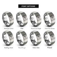 font options for inside engraving on grey diesel mechanic silhouette rings