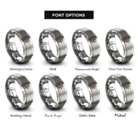 font options for inside engraving on grey diesel mechanic silhouette rings