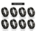 font options for inside engraving on black & grey differential rings