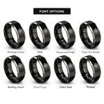 font options for inside engraving on black & gray differential lock icon rings