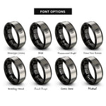 font options for inside engraving on black & gray differential lock icon rings