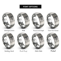 font options for inside engraving on grey differential lock icon rings
