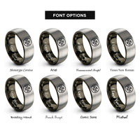 font options for inside engraving on gunmetal & gray differential lock icon rings