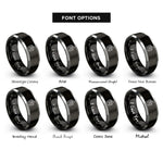 font options for inside engraving on black & grey digital angle gauge rings