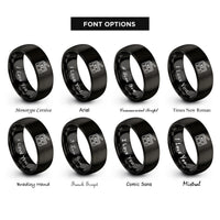 font options for inside engraving on black digital angle gauge rings