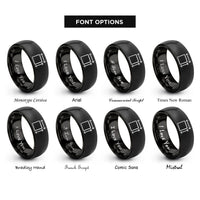 font options for inside engraving on black dimension lines icon rings