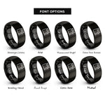 font options for inside engraving on black dimension lines icon rings