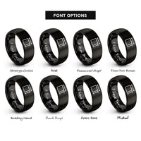 font options for inside engraving on black dimension lines icon rings