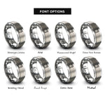font options for inside engraving on gray dimension lines icon rings