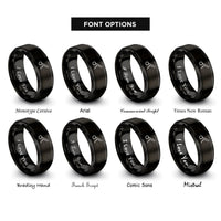 font options for inside engraving on black diminuendo hairpin rings