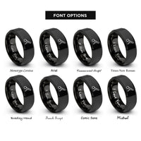 font options for inside engraving on black diminuendo hairpin rings
