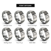 font options for inside engraving on silver diminuendo hairpin rings