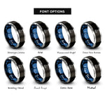 font options for inside engraving on black & blue & grey dinghy sailboat rings