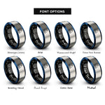 font options for inside engraving on black & blue & silver dinghy sailboat rings