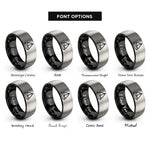 font options for inside engraving on black & silver dinghy sailboat rings