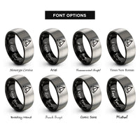 font options for inside engraving on black & silver dinghy sailboat rings