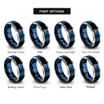 font options for inside engraving on blue & gray dinghy sailboat rings
