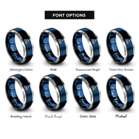 font options for inside engraving on blue & gray dinghy sailboat rings