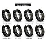 font options for inside engraving on black & gray dinner knife rings