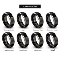 font options for inside engraving on black & gray dinner knife rings