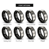 font options for inside engraving on black & gray dinner knife rings