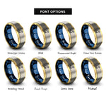 font options for inside engraving on gold & blue & silver dinosaur cookie cutter rings