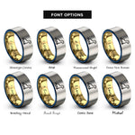 font options for inside engraving on gold & blue & silver dinosaur cookie cutter rings