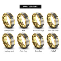 font options for inside engraving on gold & gray dinosaur cookie cutter rings
