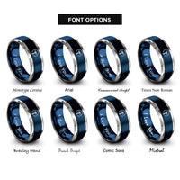 font options for inside engraving on blue & gray dipole antenna rings