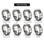 font options for inside engraving on silver dipole antenna rings