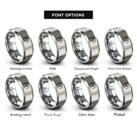 font options for inside engraving on silver dipole antenna rings