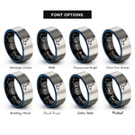 font options for inside engraving on black & blue & gray dipper constellation rings