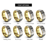 font options for inside engraving on gold & gray dipping sauce cup rings