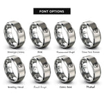 font options for inside engraving on silver dipping sauce cup rings
