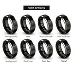 font options for inside engraving on black & silver dire wolf rings