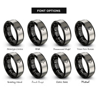 font options for inside engraving on black & grey dire wolf rings