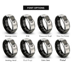 font options for inside engraving on black & grey directional arrow rings