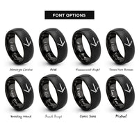 font options for inside engraving on black directional arrow rings