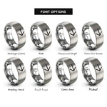 font options for inside engraving on gray directional arrow rings