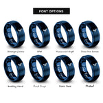 font options for inside engraving on blue directional chevron rings