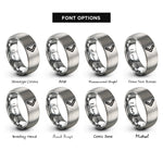 font options for inside engraving on grey directional chevron rings