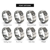 font options for inside engraving on grey directional chevron rings