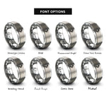 font options for inside engraving on gray directional chevron rings