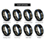 font options for inside engraving on gunmetal & blue directional chevron rings