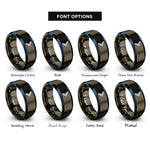 font options for inside engraving on gunmetal & blue directional chevron rings